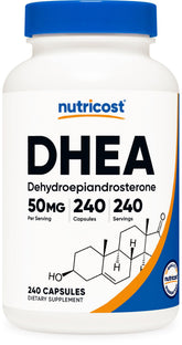 Nutricost DHEA 50mg en boîte, prise quotidienne pratique