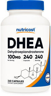Nutricost DHEA – bouteille 240 capsules, format pratique pour usage quotidien.