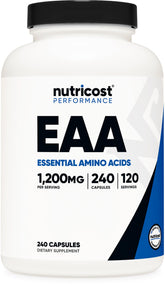 Nutricost EAA gélules – bouteille pratique pour une utilisation quotidienne.