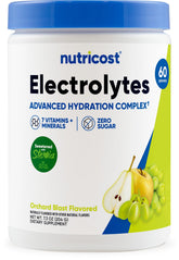 Nutricost Électrolytes Complex Poudre Verger – bouteille prête à l'hydratation.