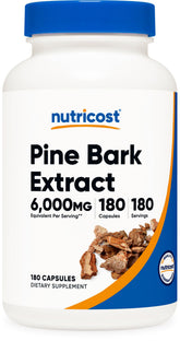 Nutricost Extrait d’écorce de pin, 6000 mg équivalent par portion, proanthocyanidines élevées, peut soutenir la vitalité quotidienne.