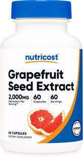Nutricost Extrait de pamplemousse en bouteille de 60 gélules pour une prise quotidienne pratique.