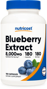 Nutricost Extrait de myrtille 8000mg par portion pour un soutien quotidien.