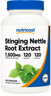 Nutricost extrait d'ortie - bouteille affichant l'étiquette, soutien quotidien du bien-être