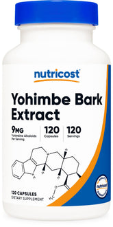 Nutricost Extrait Yohimbe 450 mg en bouteille, pratique pour une routine quotidienne.
