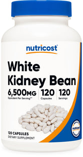 Nutricost fève blanche extrait 10:1, format capsule pratique et équivalent 6 500 mg.