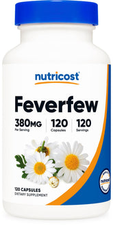 Nutricost Feverfew, bouteille, routine végétalienne facile et pratique.