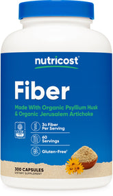 Nutricost Fibres capsules – bouteille visible, pour une routine quotidienne riche en fibres.
