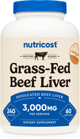 Nutricost foie bœuf desséché en gélules, bouteille pratique pour usage quotidien.