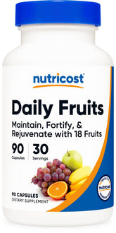 Nutricost Fruits Quotidiens en bouteille, gélules faciles à prendre au quotidien.