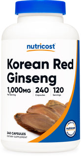 Nutricost Ginseng Coreen Rouge en bouteille, routine quotidienne.