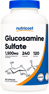 Nutricost glucosamine sulfate – bouteille de 240 capsules, dosage par capsule 750 mg, usage quotidien