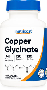 Nutricost glycinate de cuivre capsules en bouteille pour une routine quotidienne facile.