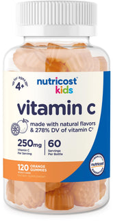 Nutricost Gommes Vitamine C pour enfants, bouteille pratique et sûre.