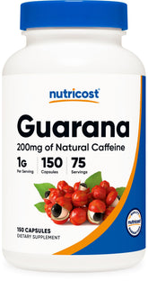 Nutricost Guarana, capsules 1000 mg, énergie naturelle pour la journée.