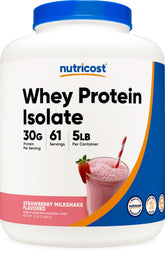 Nutricost isolat protéine lactosérum fraise frappée, bouteille; récupération après l’entraînement possible