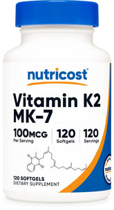 Nutricost K2 MK-7 gelules molles dans flacon – soutien potentiel des os