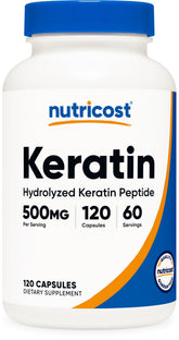 Nutricost Keratine hydrolysée capsules bouteille pratique pour routine quotidienne