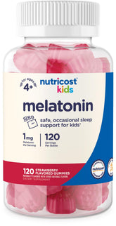 Nutricost Kids Mélatonine Gummies bouteille-fermee: pratique pour le rituel du soir des enfants