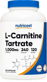Nutricost L-Carnitine Tartrate 1000 mg – bouteille et énergie potentielle