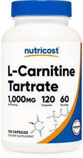 Nutricost L-Carnitine Tartrate: bouteille et gélules pratiques pour routine sportive