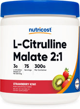 Nutricost L-Citrulline Malate 2:1, bouteille Fraise Kiwi, saveur agréable pour entraînements