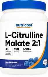 Nutricost L-Citrulline Malate 2:1 framboise bleue en bouteille, énergie durable
