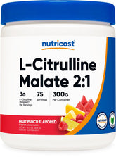 Nutricost L-Citrulline Malate 2:1 Fruit Punch, bouteille et poudre prête pour l'entraînement, soutien à l'endurance