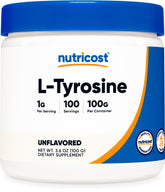 Nutricost L-Tyrosine Poudre: boîte 100 g prête pour une utilisation régulière.