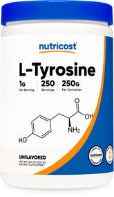 Nutricost L-Tyrosine poudre dans une bouteille 250 g, pratique et prête à l'emploi