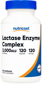 Nutricost Lactase Enzyme Complex – flacon 120 gélules faciles à avaler pour la digestion du lactose