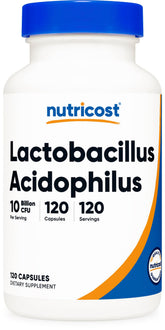 Nutricost Lactobacillus Acidophilus bouteille de 120 gélules pour routine digestive