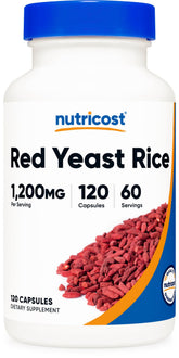 Nutricost Levure de Riz Rouge 1200mg – Bouteille pour usage quotidien.