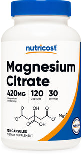 Nutricost Magnesium Citrate, flacon visible, prise pratique à intégrer à la routine quotidienne.