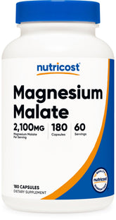 Nutricost Magnésium Malate, bouteille 180 capsules, 60 portions potentielles