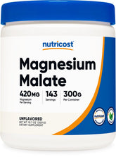 Nutricost Magnésium Malate Poudre étiquette: informations claires pour l'apport journalier.