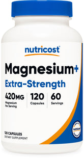 Nutricost Magnésium Plus, bouteille de capsules, pratique pour un apport quotidien.