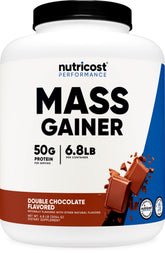 Nutricost Mass Gainer en boîte de 6,7 lb, source pratique de protéines.
