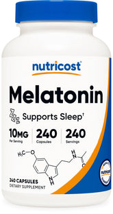 Nutricost Mélatonine: bouteille 240 capsules, soutien potentiel au sommeil