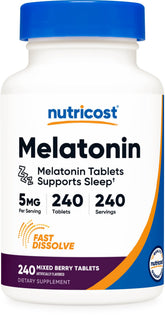 Nutricost Mélatonine – dissolution rapide sous langue, pratique pour le coucher.