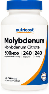 Nutricost molybdenum bouteille 500 mcg prête à intégrer votre routine.