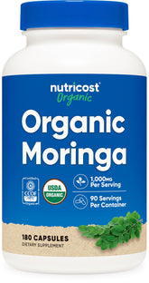 Nutricost Moringa Capsules: bouteille 500 mg, facile à intégrer à votre quotidien.