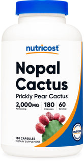 Nutricost Nopal Cactus: capsules vegan visibles dans la bouteille, pratique quotidienne.