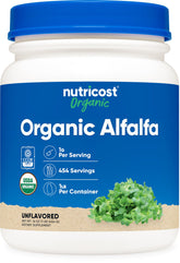 Nutricost Poudre d'Alfalfa biologique dans une bouteille pratique, idéale pour les routines quotidiennes