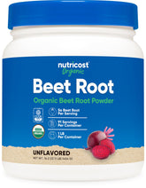 Nutricost Poudre de Betterave Bio dans une bouteille prête pour smoothies.