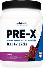 Nutricost Pre-X Xtreme poudre raisin, énergie rapide pour séances intensives.