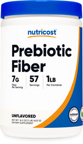 Nutricost Prébiotique Fibre — flacon-poudre, support quotidien en fibres.