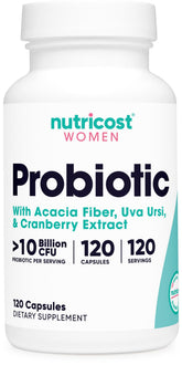 Nutricost Probiotiques pour Femmes: bouteille de 120 capsules, soutien digestif quotidien