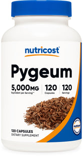 Nutricost Pygeum extrait 5000 mg en capsule, soutien potentiel du bien-être quotidien.