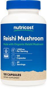 Nutricost Reishi, gélules en flacon pour un soutien quotidien naturel.
